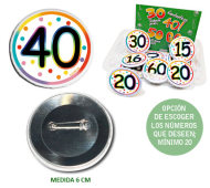 CHAPA 40 AÑOS (Chapa 6 cm) (Mínimo 20 chapas variadas) INEDIT FESTA
