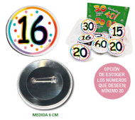 CHAPA 16 AÑOS (Chapa 6 cm) (Mínimo 20 chapas variadas) INEDIT FESTA