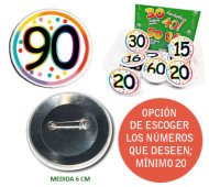 CHAPA 90 AÑOS (Chapa 6 cm) (Mínimo 20 chapas variadas) INEDIT FESTA