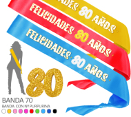 BANDA HONORIFICA PURPURINA FELICIDADES 80 AÑOS / INEDIT FESTA