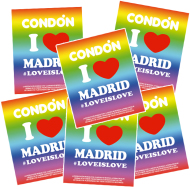 6 CONDONES PRESERVATIVOS ORIGINALES I LOVE MADRID ORGULLO LGTBIQ PLAERSURBANS