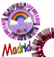 6 ESCARAPELAS PRIDE PARADE MADRID LOVE IS LOVE 14CM INEDIT FESTA PLAERS URBANS
