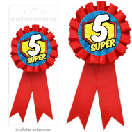 *Escarapela SUPER HERO 5 Años Inedit Festa Plaers Urbans (8 Diámetro x15cm largo) min.3 Party Hero Store