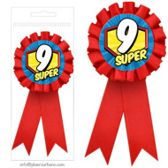 *Escarapela SUPER HERO 9 Años Inedit Festa Plaers Urbans (8 Diámetro x15cm largo) min.3 Party Store