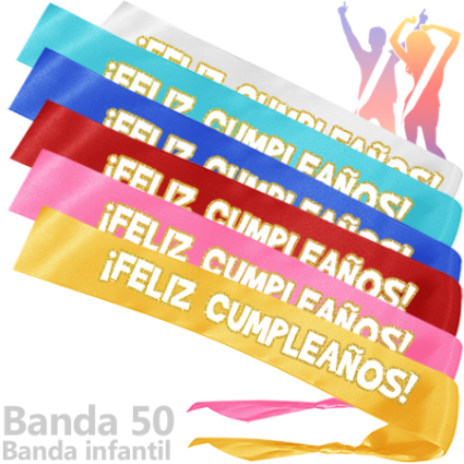12 BANDAS INFANTILES FELIZ CUMPLEAÑOS INEDIT FESTA PLAERS URBANS (COLORES SURTIDOS) (Banda50)