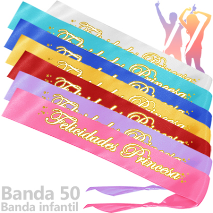 12 BANDAS INFANTILES FELICIDADES PRINCESA ESTRELLAS INEDIT FESTA PLAERS URBANS (COLORES SURTIDOS) (Banda50)